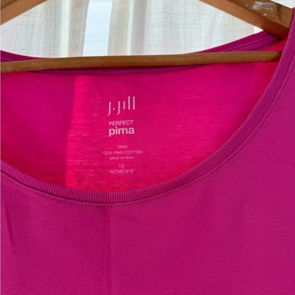 J. Jill Perfect Pima Fuchsia Tank Top - Picture 2 of 2